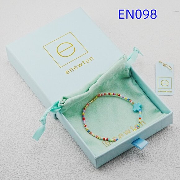 Enewton Colorful Glass Tube Bead Blue Cross Bracelet - Picture 4 of 4